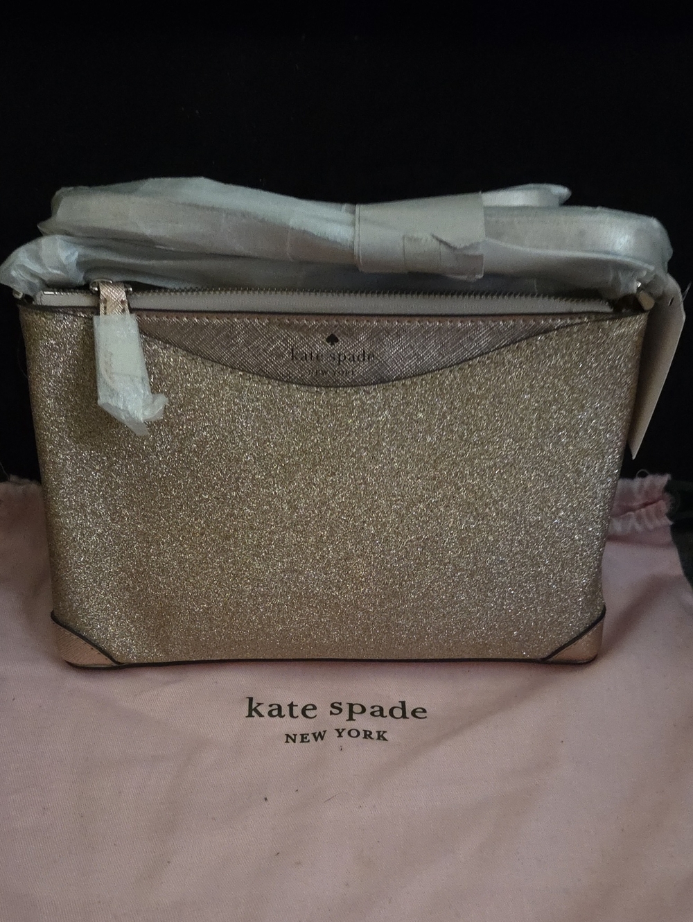 kate spade Metallic Gold Glitter Crossbody Bag